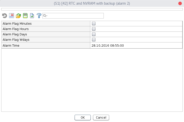 RTC and NVRAM with backup settings alarm 2 settings