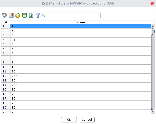 RTC and NVRAM with backup settings SRAM settings