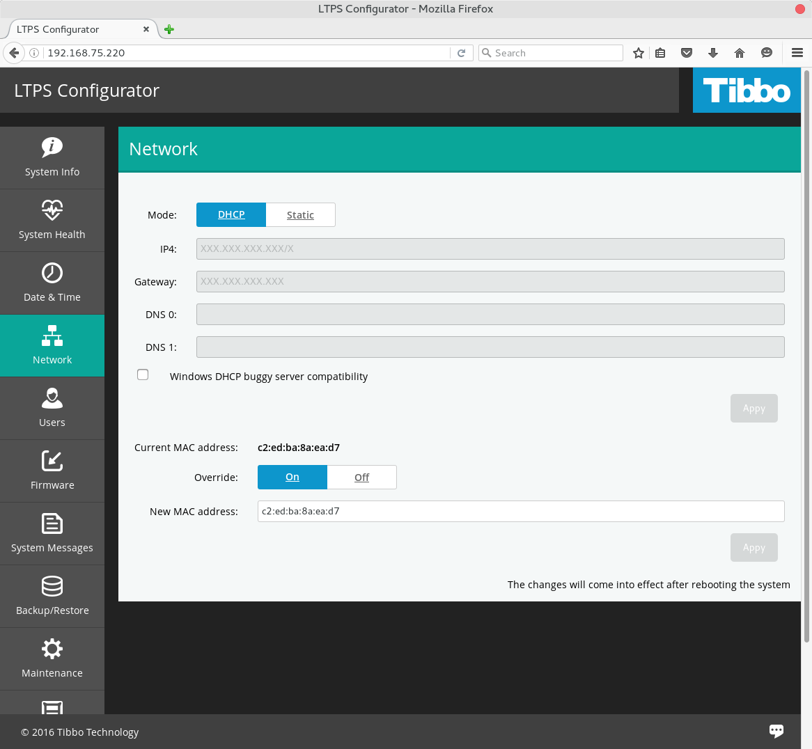 Enable DHCP via Web