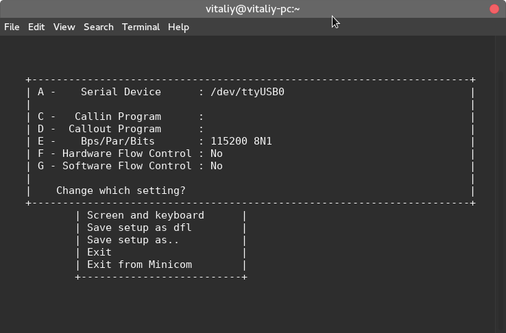 Serial port settings