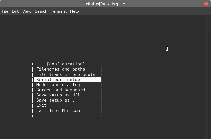 Serial port setup