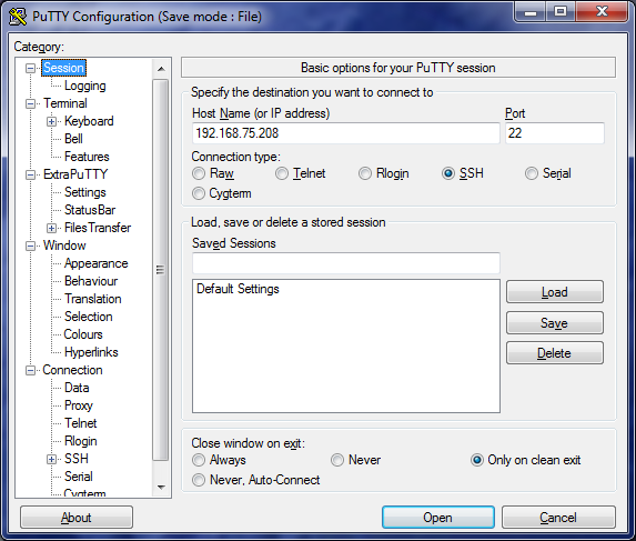 ExtraPuTTY settings